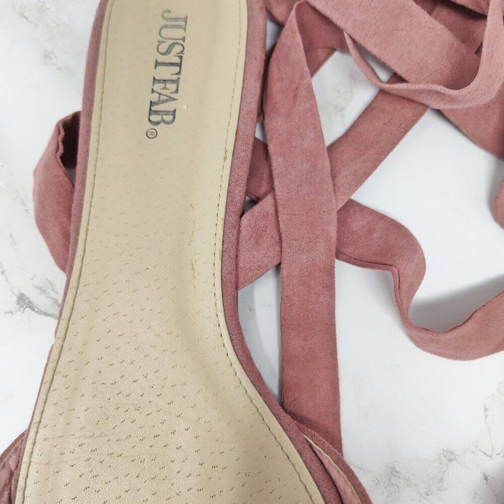 JustFab Ankle Tie Flats - Size 7.5 (Dusty Pink, Well Worn) - Picture 2 of 3